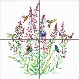 Hummingbirds in the Air by Susan Libby Glass Wall & Floor Tile Mural SLA047