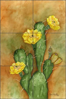 Cacti - Prickley Pear by Sara Mullen Ceramic Tile Mural SM022