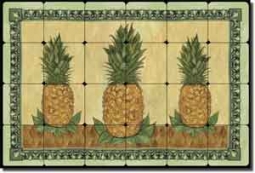 Mullen Pineapple Fruit Tumbled Marble Tile Mural 36" x 24" - 6" - SM040