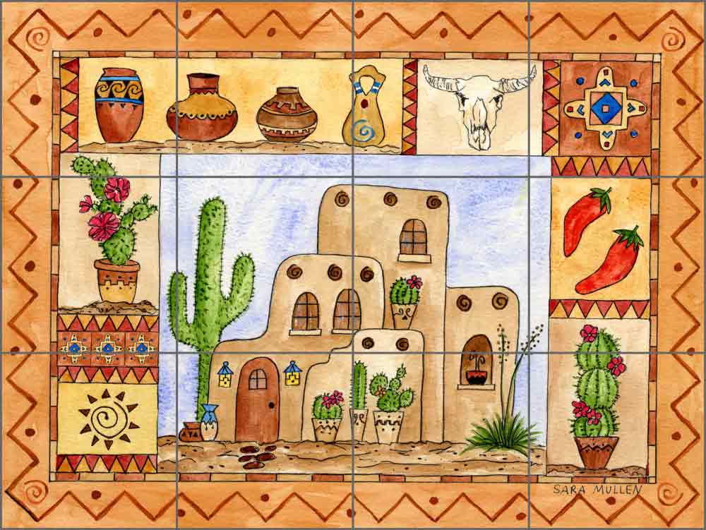 Southwest Sampler by Sara Mullen Ceramic Tile Mural - SM058