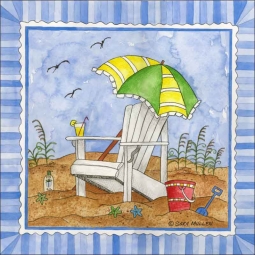 It's Beach Time III by Sara Mullen Ceramic Accent & Decor Tile - SM094AT