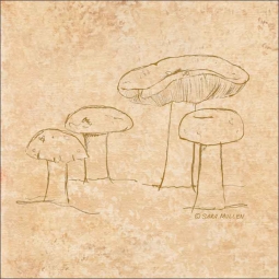 Mushroom Pattern 2 by Sara Mullen Ceramic Accent & Decor Tile - SM139AT