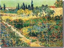 van Gogh Floral Landscape Ceramic Tile Mural 48" x 36" - VVG008