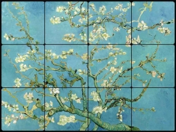 Almond Blossoms by Vincent van Gogh Tumbled Marble Tile Mural VVG010